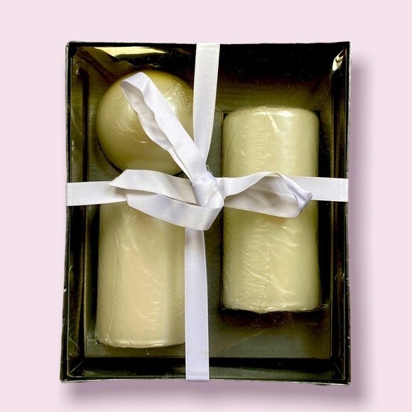Crate&Barrel Other - Crate & Barrel candle set of 3 Italy Made 3x4" Pillar,3x6" Pillar,3.5 Ball